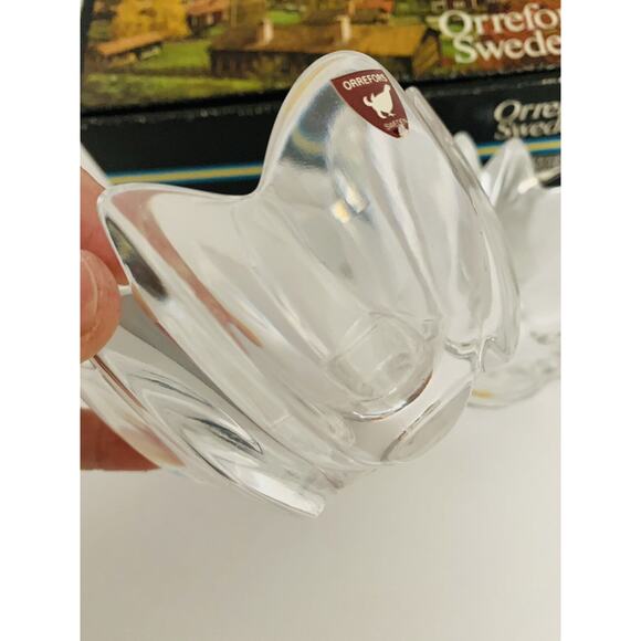 Vintage Orrefors Sweden Pair of Dish Taper Candleholders 4304 Lars Hellsten - Picture 7 of 12